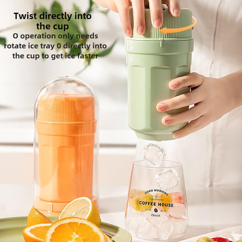 Portable Twist Ice Maker Mold–Food-Grade Silicone Rotating Ice Cube Tray with Lid Quick Freeze Storage Container for DIY Ice Box