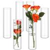 6 Pcs Glass Cylinder Vases 18Cm,7.1Inch Clear Glass Vase For Flowers Tall Hurricane Candle Holder Clear Bud Vases Round Flower V