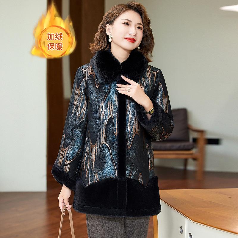 

Зимняя одежда для мам, новая китайская стеганая куртка для женщин среднего и пожилого возраста, бархатный утолщенный верх, для бабушек, норковая бархатная шуба из меха 3XL