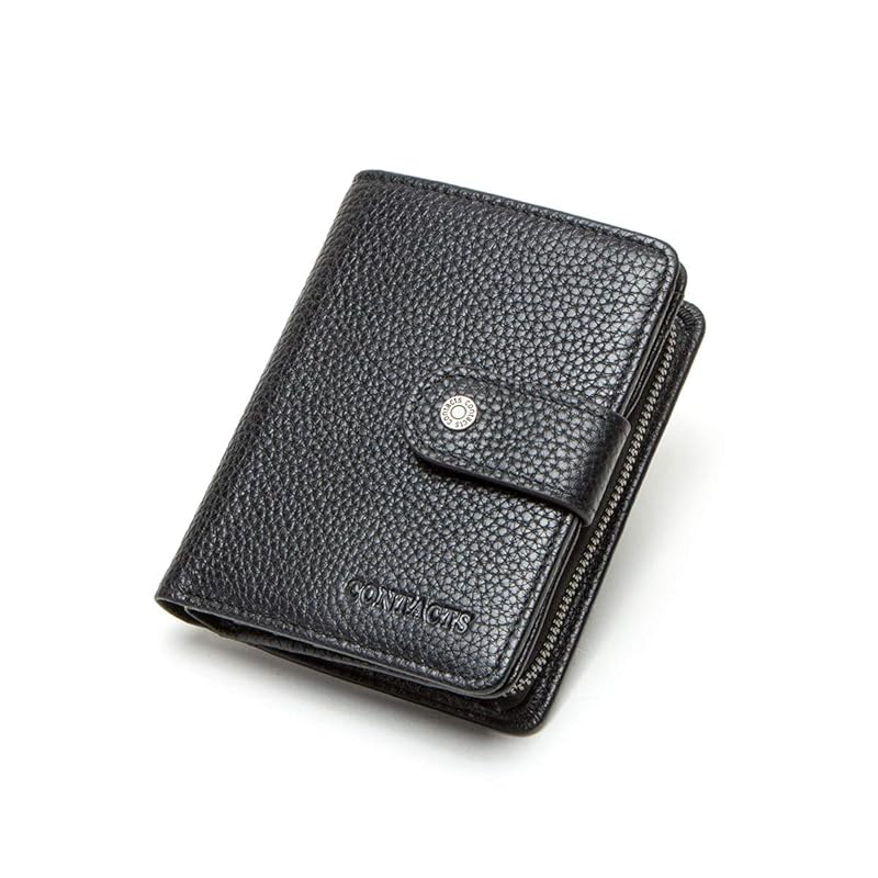 

[Gofelt] wallet wallet men s cowhide bi-fold genuine leather coin purse Holds 13 cards large capacity Japanese round zipper business gift (black)