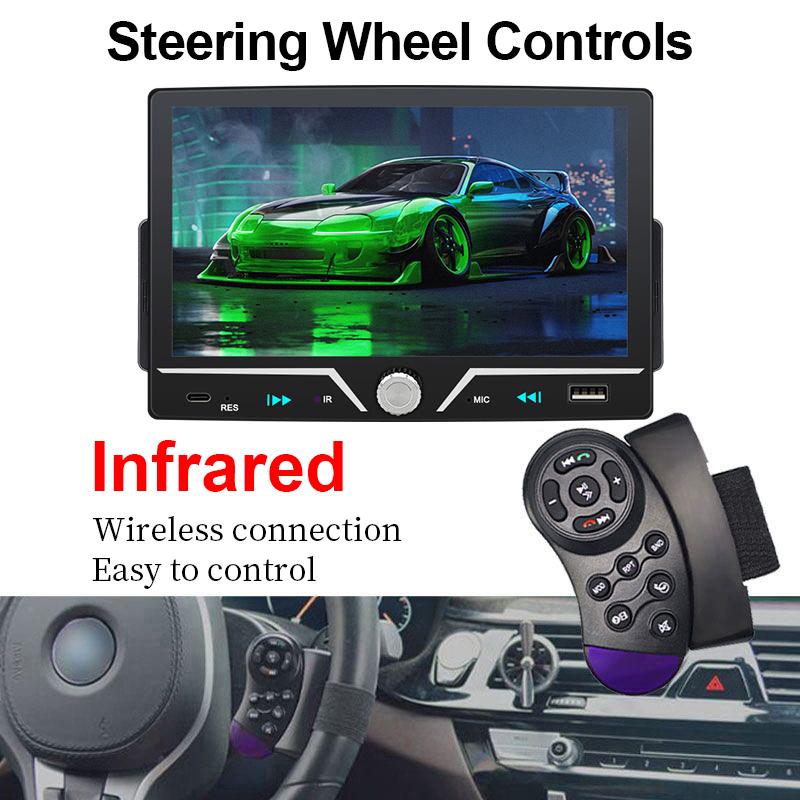 Multifunctional Car Radio 7 Inch IPS Touch Screen 1 Din Wireless Android Auto Carplay 7 Color Bluetooth Type-C Charging Mirror Link Stereo Playback