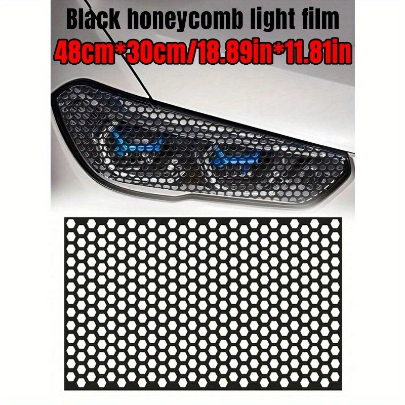 1pc Black Car Rear Light Honeycomb Sticker, Black Carbon Fiber Style Decal, Car Lights Universal
