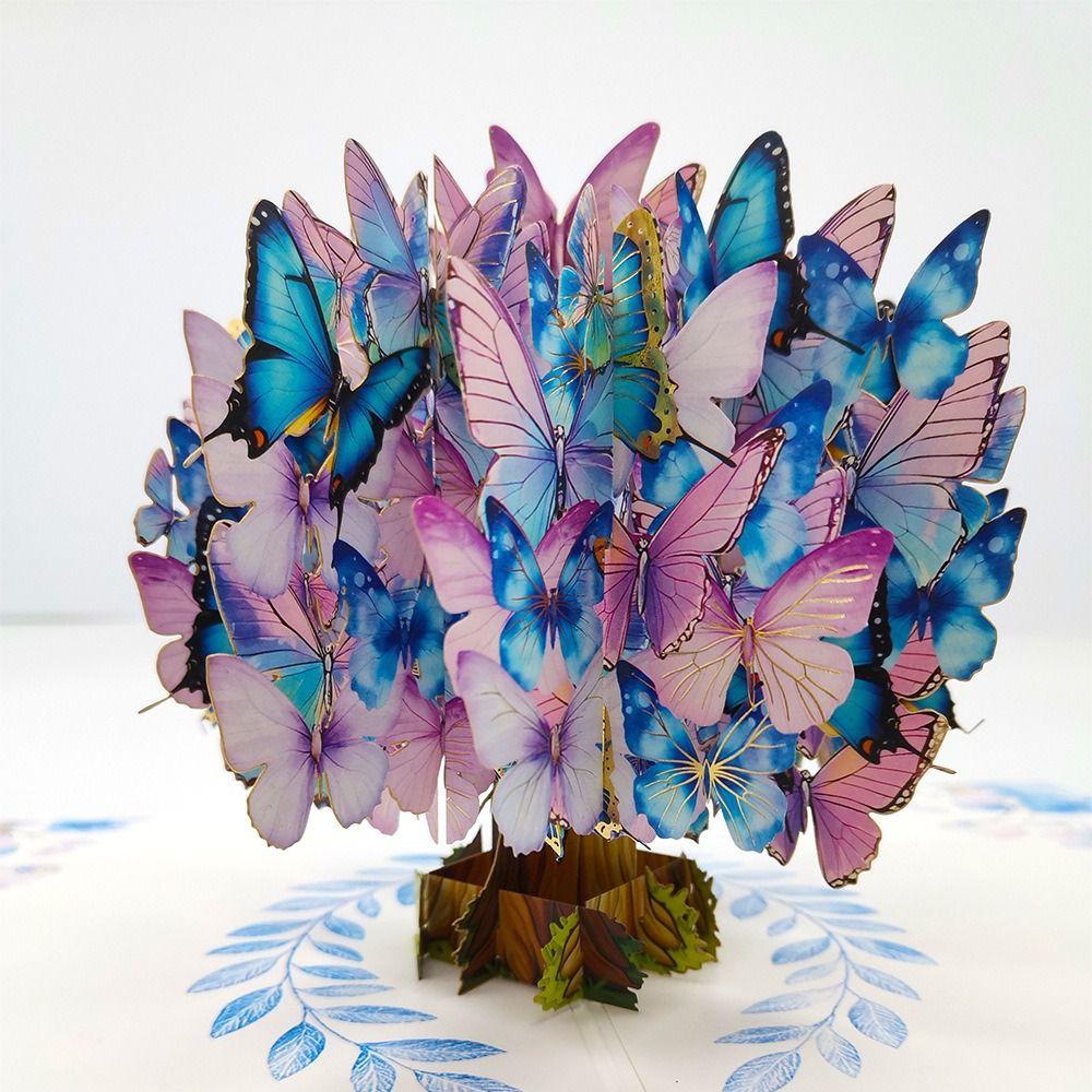 Foldable Flower and Butterfly Greeting Cards Romantic Paper 3D Pop Up Flowers Gift Card Creative Elegant Invitations Cards