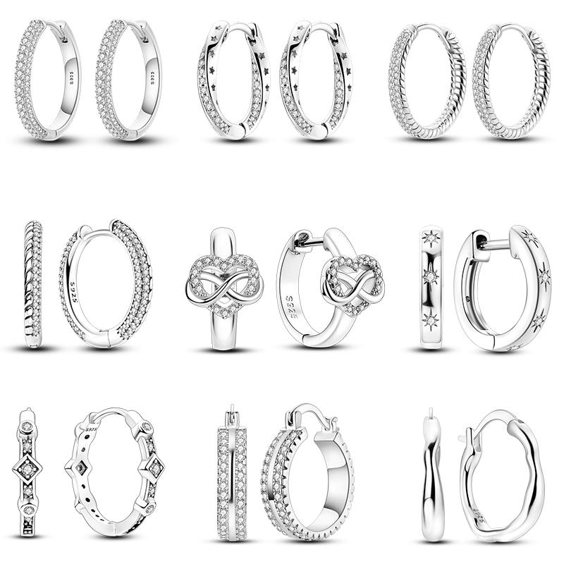 2024 Earrings For Women 925 Sterling Silver Colorful Double Hoop Earrings Fashion Birthday Party Wedding Engagement Jewelry