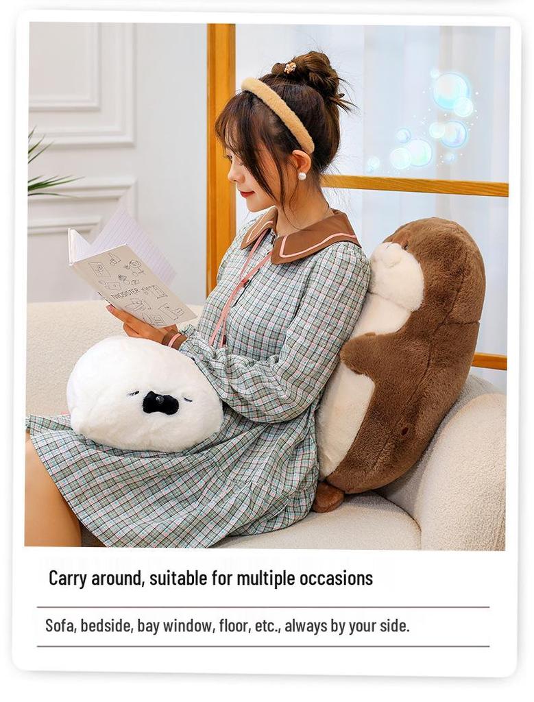 Super Soft Large Sea Otter Plush Pillow - Cute Bed Backrest & Sleeping Toy