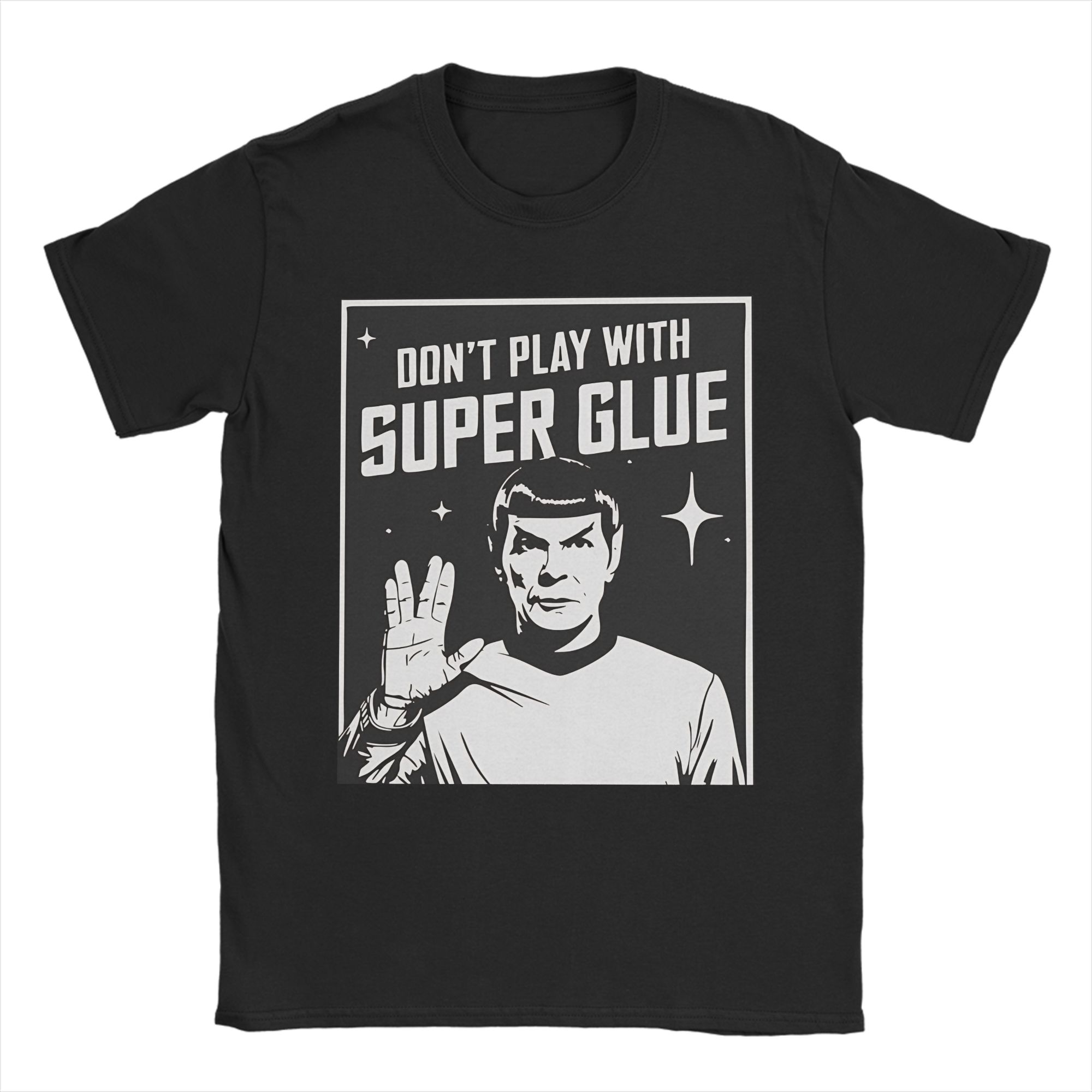 

2026 New Dont Play with Super Glue Stars Treks Print Tshirt Short Sleeve Streetwear Mens and Womens Tshirt Mens Top L