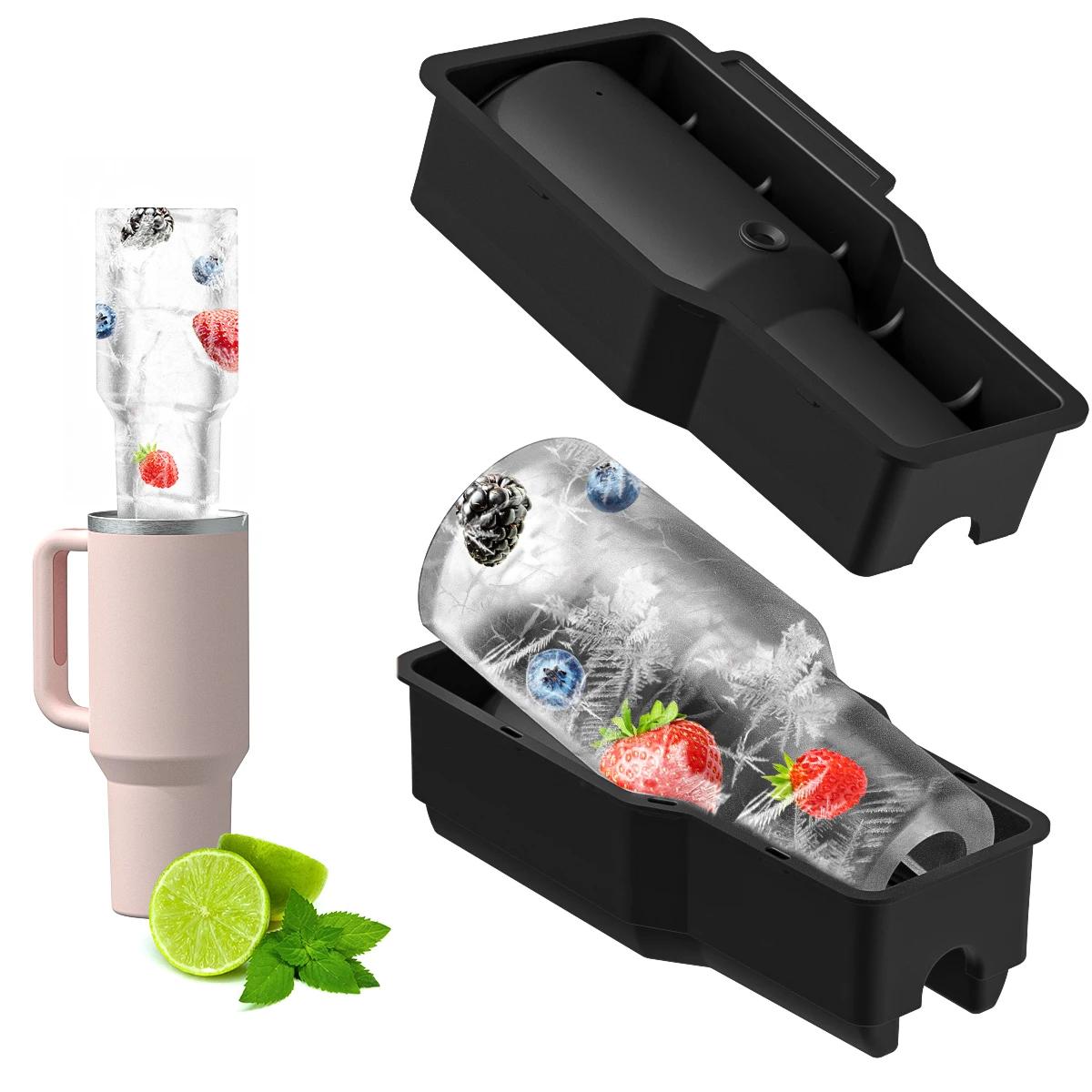 

Форма для льда для стакана-тамблера 40 унций 1 шт. Форма для льда силиконовая полая цилиндрическая форма для льда с крышкой и контейнером для напитков, сока, аксессуары чёрный