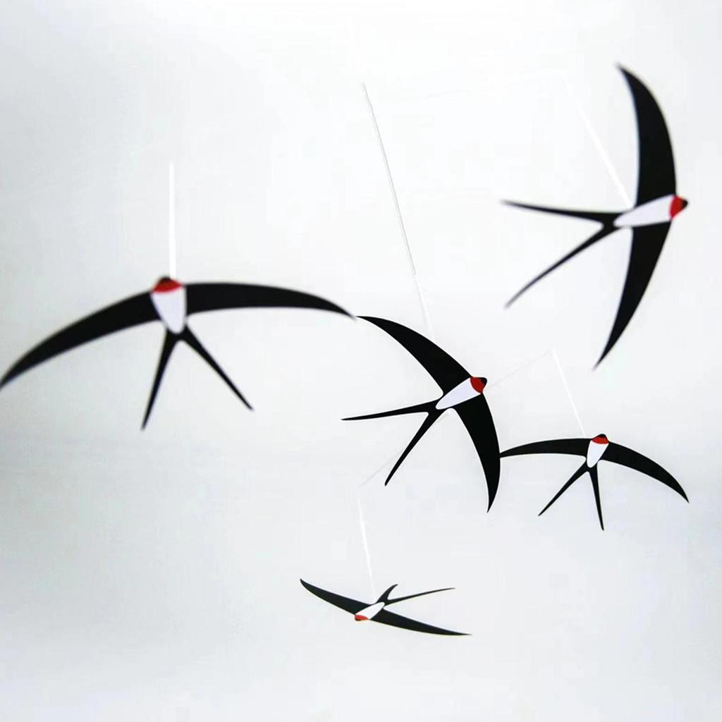 Danish Swallow Air Balance Pendant Silent Wind Chime Flying Bird Kindergarten Kids Room Living Room Interior Home Decor
