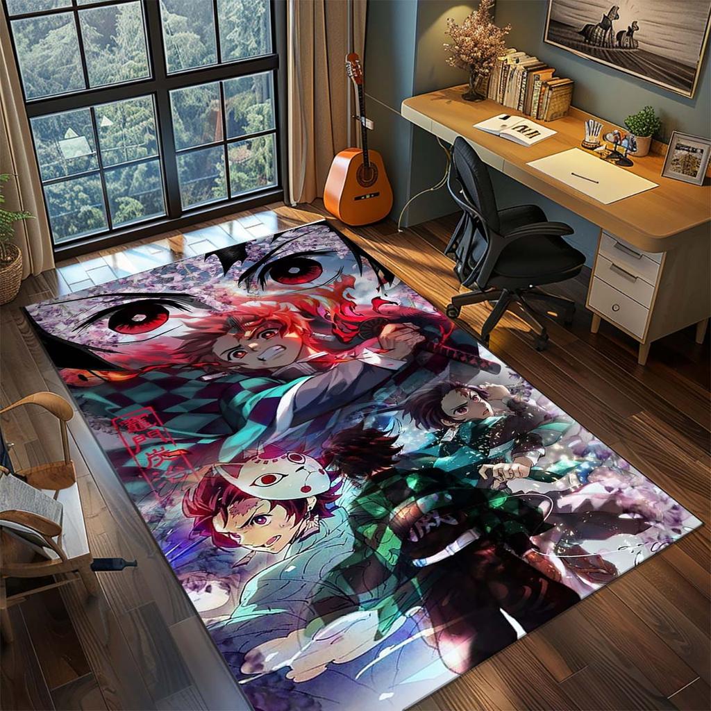 Demon Slayer Anime Rug Carpet Large Area Rug Non Slip Washable Floor Mat Gamer Room Bedroom Home Decor -QJY