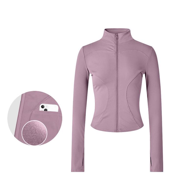 Damska pluszowa kurtka slim fit na wiosnę i jesień - przylegający do talii top do jogi