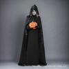 Halloween Cloak Adult Children Black Medieval Wizard Robe Death Cloak Monk Hat