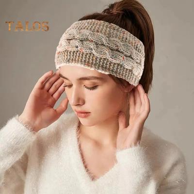 Winter Headband Women Fuzzy Fleece Lined Ear Warmer Cable Knit Thick Warm Crochet Headband Solid Color Knitting Hairband