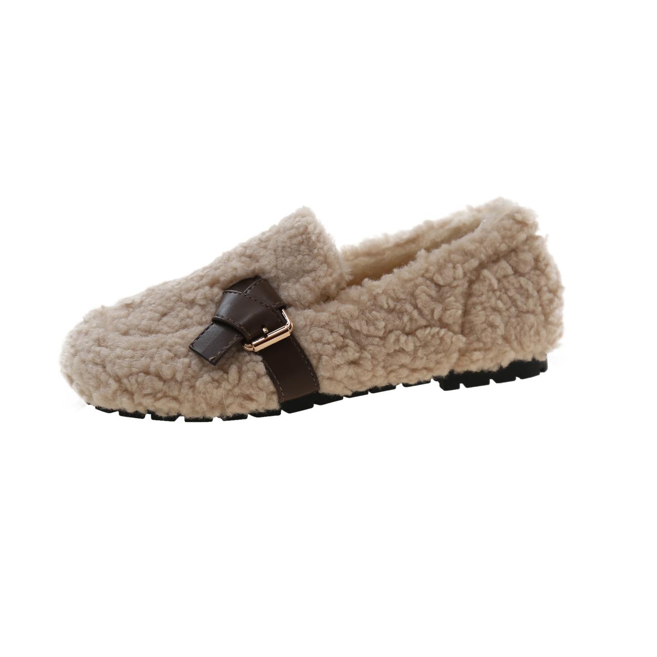 

Модная зимняя женская обувь с круглым носком, теплая плюшевая обувь 2024 года, высококачественная новая нескользящая обувь на плоской подошве для отдыха на открытом воздухе, удобная женская обувь 40 абрикосовый