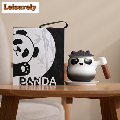 Cute Cartoon Panda Filter Tea Separator Cup Vintage Water Separation Tea Mug with Infuser Tea Making Office Water Cup Tableware