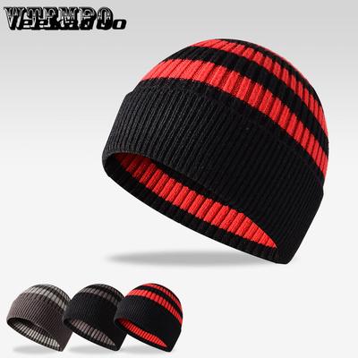 Autumn and Winter Thick Striped Knitted Hat Warm Knitted Hat for Men and Women's Casual Knitted Hat