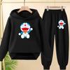 Doraemon Ciepły Zimowy Zestaw Bluza Dziecięca, Codzienny Sportowy Długi T-shirt z Kapturem i Długie Spodnie Odpowiedni dla Chłopców Dziewczynek w Wieku od 3 do 12 Lat