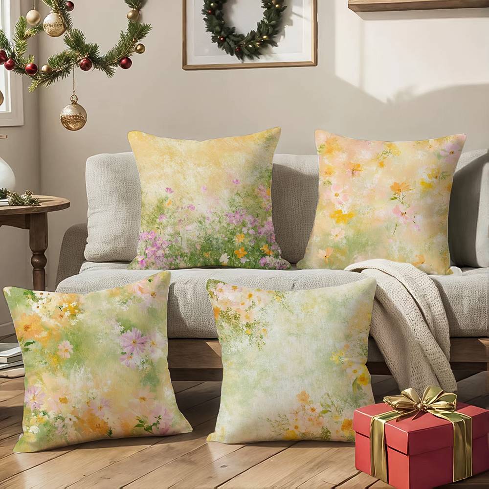 French Flower Pillow Case Anti-dustmite Pillowcase Invisible zipper silky Sofa cushion cover