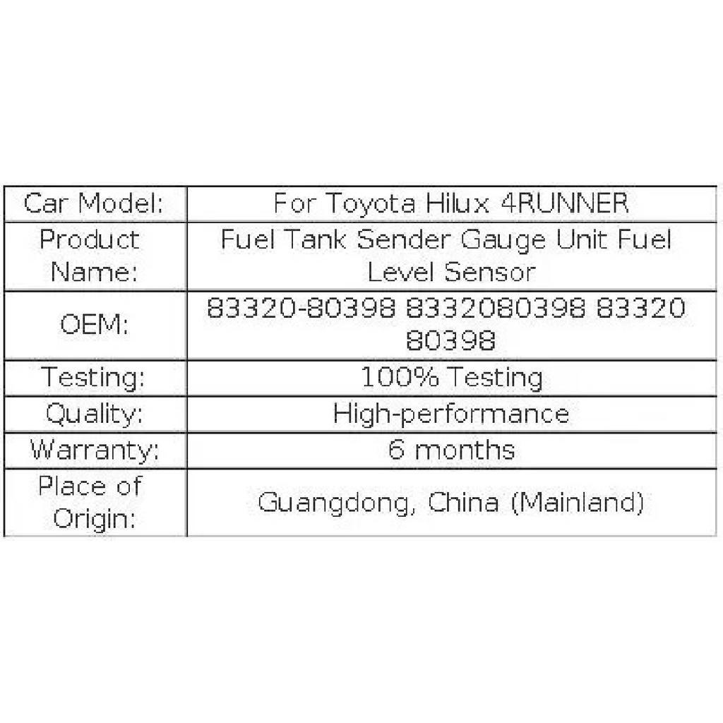 For Toyota Hilux 4RUNNER KDN KZN LN RZN Fuel Tank Sender Gauge Unit Fuel Level Sensor 83320-80398 8332080398 83320 80398