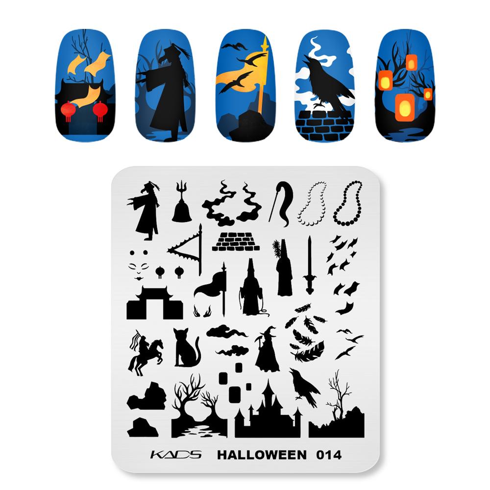 kads 14 Designs Nail Art Stamping Template Christmas Halloween Series Nail Print Stencil Plate Snowflake Animal Leaves Image Nail Plates