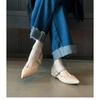 French pointed inner height increase shallow mouth shoes 2025 new flat-soled single shoes one-button Mary Jane shoes