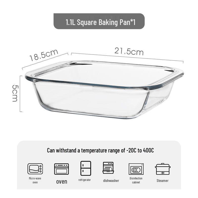 High-Temperature Resistant Rectangular Borosilicate Glass Baking Dish