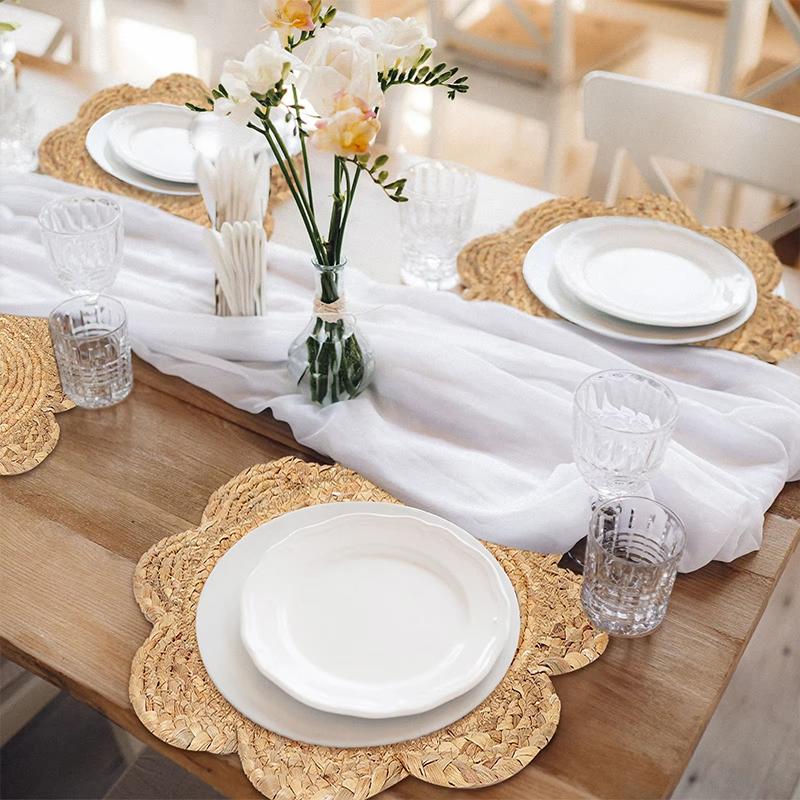 1PC Woven Heat-Resistant Flower-Shaped Eco-Friendly Placemat Insulating Husk Multi-Purpose Natural Home-Use Corn Durable
