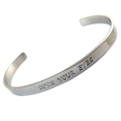 [P3917] - Handgefertigtes Armband 'Botschaften' (Öffne deine Augen) Silberfarben - 5 mm