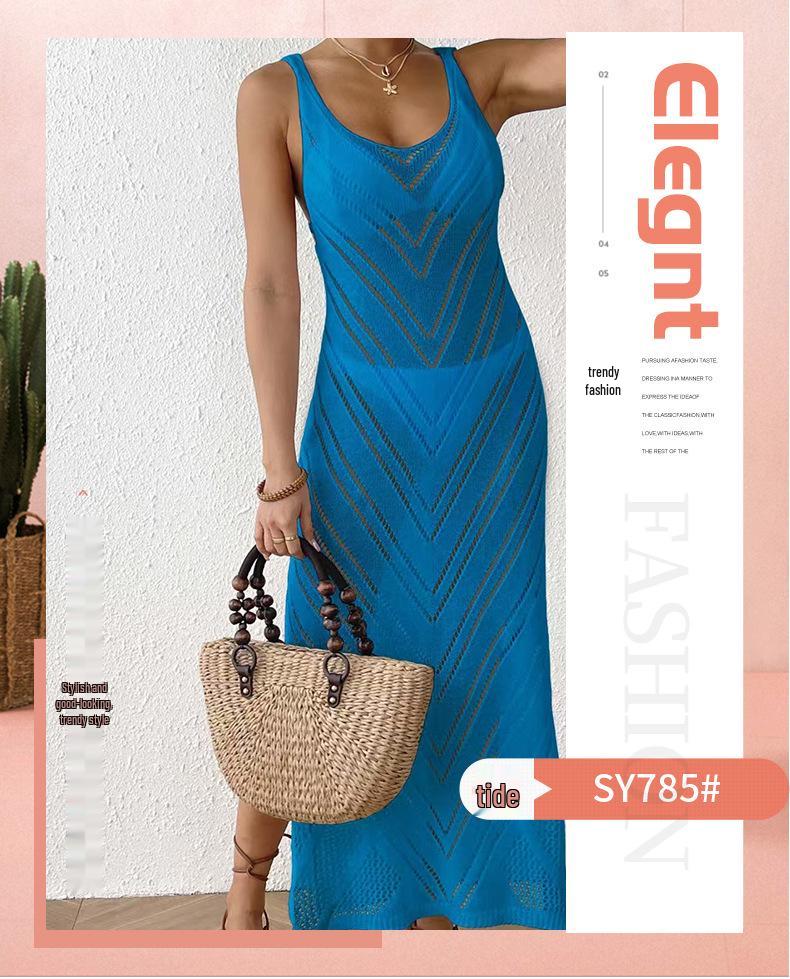 Rochie de Plajă Tricotată Trendy pentru Femei 2025: Acoperire sexy, decupată, stil european-american pentru bikini