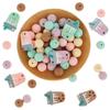 58 Pcs Silicone Beads Cute Bubble Tea Silicone Loose Bead 15mm Round Silicone Beads Bulk Colorful Silicone Bead Soft Bracelet