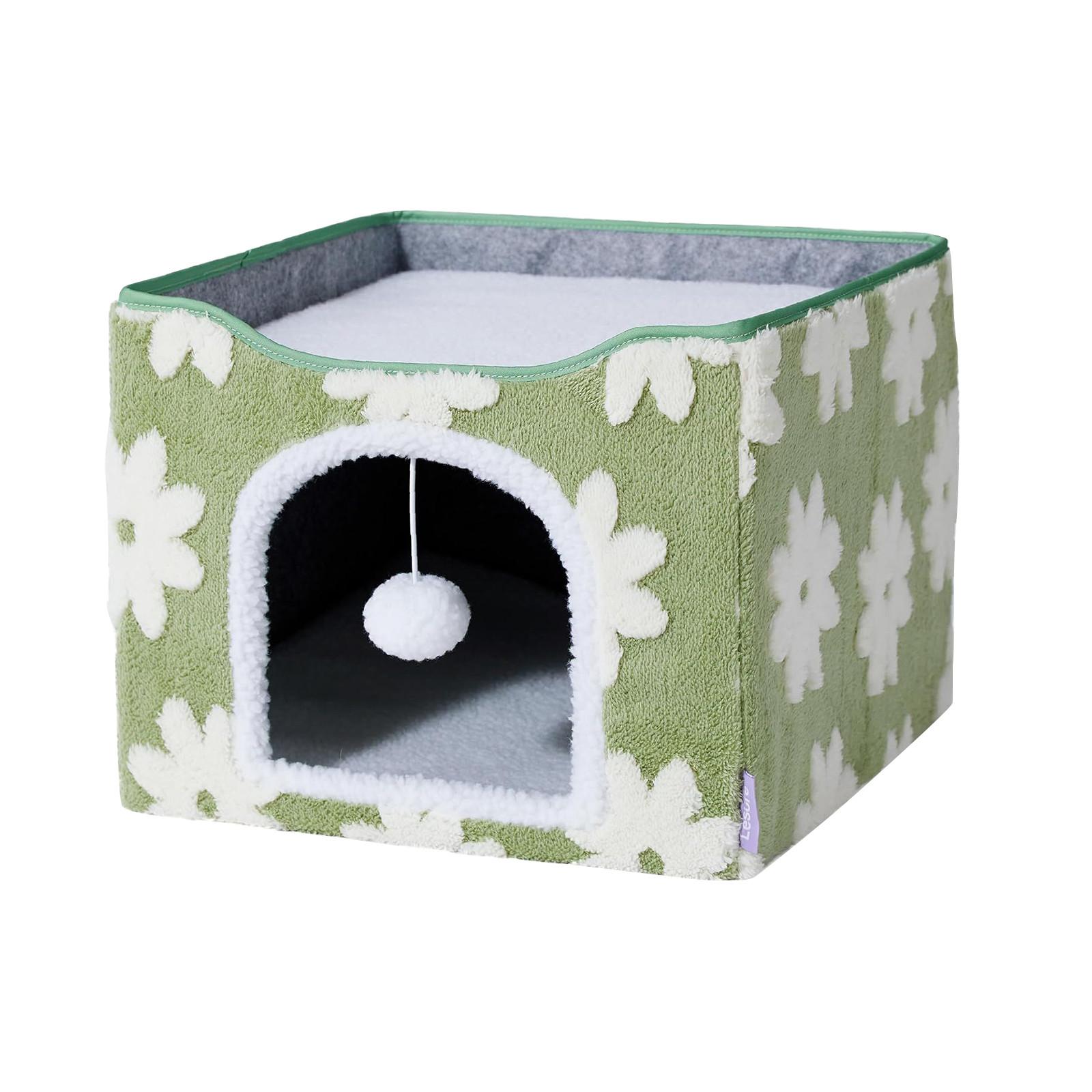

Indoor Beds House - Large Cave For Pet With Ball Hanging, Foldable , 16.516.513 Inches, Cozy Clouds Blue One Size зелений