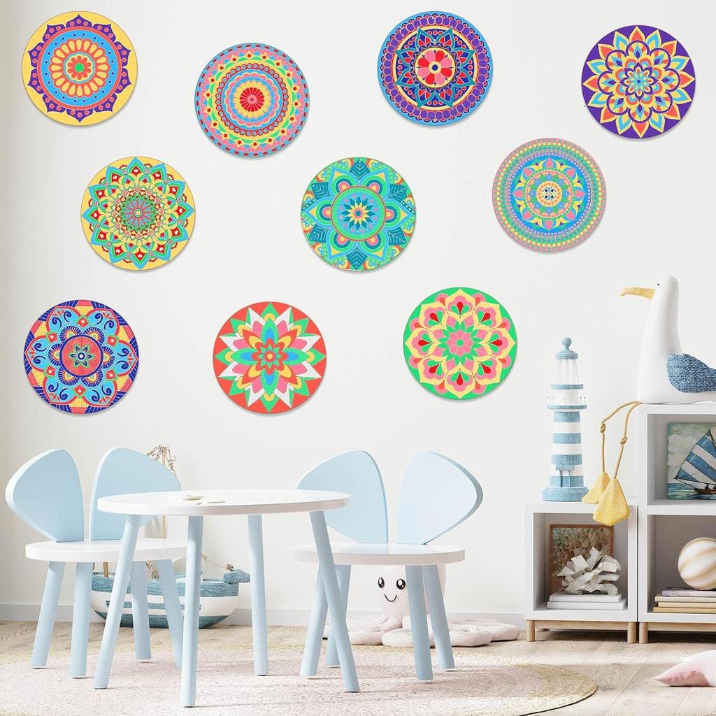 Wooden Mandala Painting10 Unfinished Wood Cutouts with for Making Kit Mandala Crafts for Painting DIY Crafts Home Decors
