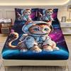Cat Astronaut Pattern Mattress Three-Piece Digital Printing Mattress Bedding Set Adult Children