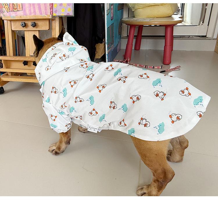 Pet Raincoat Double Layer Waterproof Traction Rope Umbrella White Yellow Duck Breathable Hat Dog Clothing Large Dog