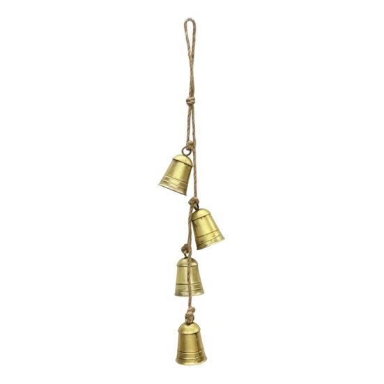 

Christmas Brass Bell Hanging Decoration Rustic Vintage Cluster Cow Bell on Rope Living Room Bedroom Wall Hanging Decorative Jingle Bell 1 Set