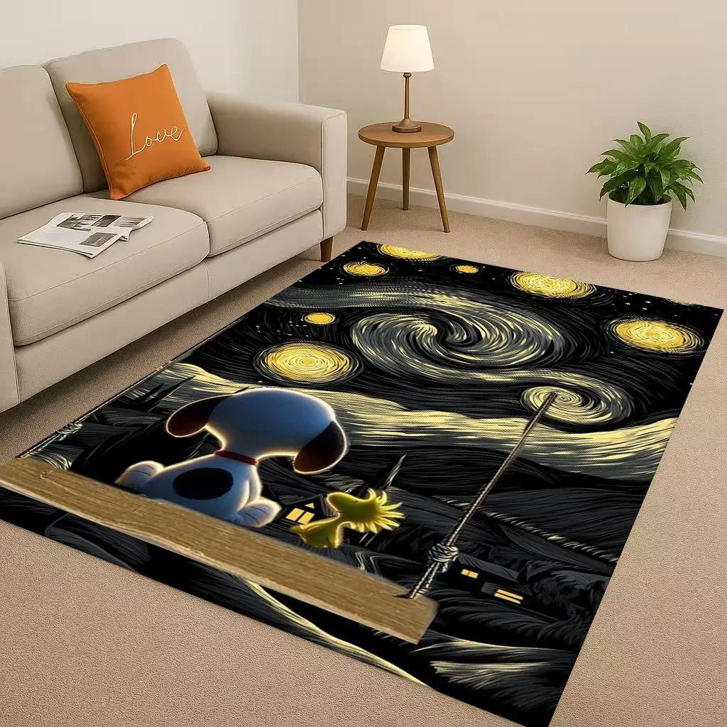 3D Snoopy Dog Peanuts Cartoon Christmas Living Room Non-Slip Area Rug Carpet for Bedroom Playroom Sofa,Home Decor Doormat