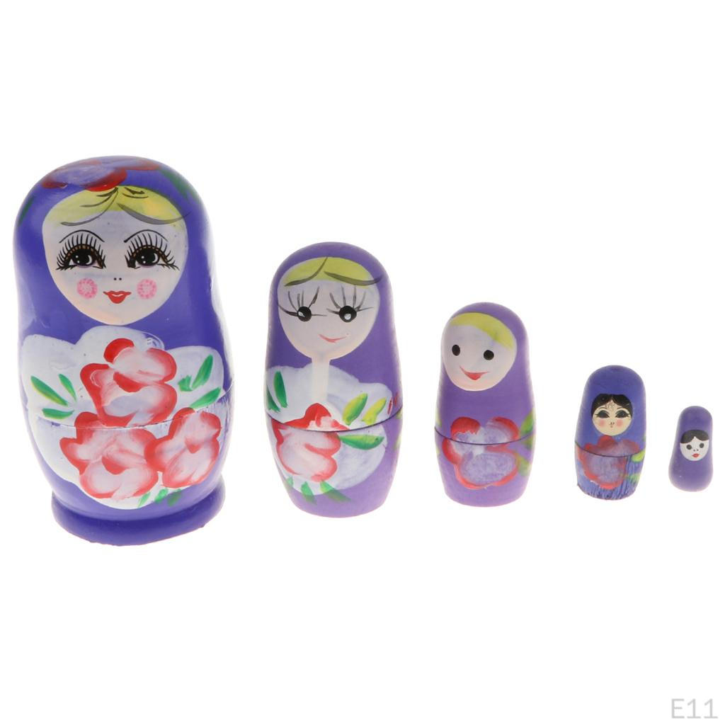 WOODEN RUSSIAN NESTING DOLLS Matryoshka - Wood Color, as described