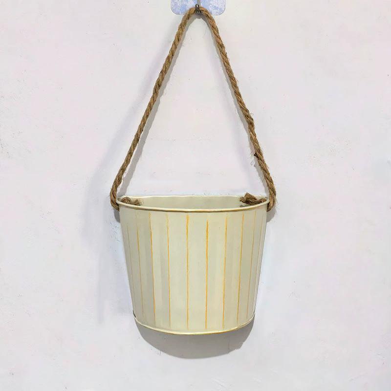 WTEMPO Retro Rural Ironwork Flower POTS Flower Vases Garden Hanging Buckets Exterior Wall Decorations Wall-hung Flower Baskets Balcony Hanging Buckets