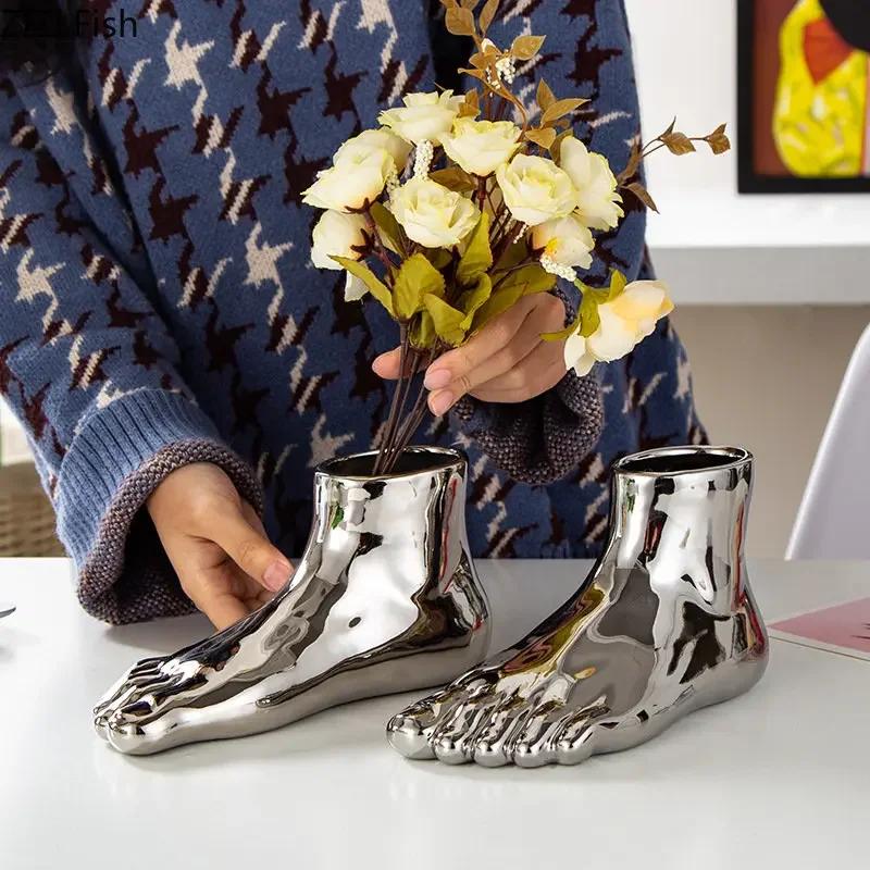 Creative Foot Vase Ornament Living Room Desktop Decoration Flowers Arrangement Succulent Plant Flowerpot Crafts Home Decoration