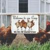 Vintage Welcome To Our Coop Metal Farmhouse Sign Rustic Funny Chicken Wall Art Decor for Kitchen Garden Home Bar, Durable Tin Si