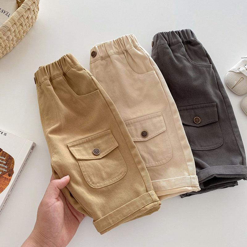 Kids Casual Pants Children Girls Cute Solid Color Loose Trousers Boys Thin Style Cargo Pant