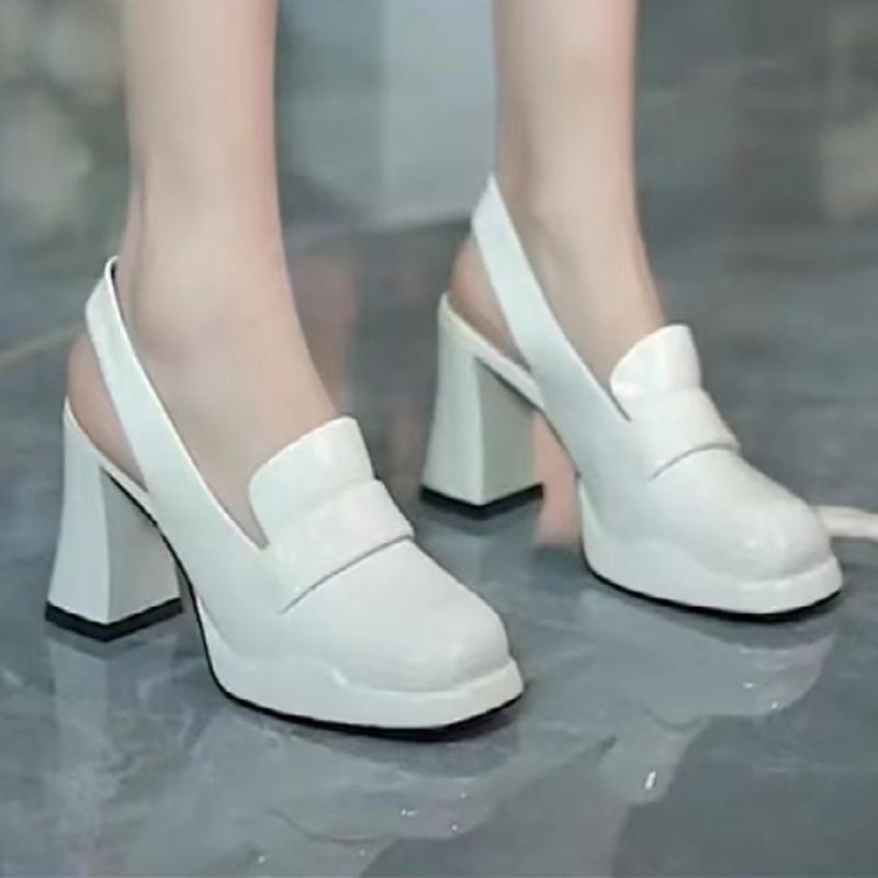 Maogu Round Head Slingbacks Ladies High Heels Spring Autumn Fashion Sandals Slip on Women Platform Pumps Ladies Shoes 2024 New
