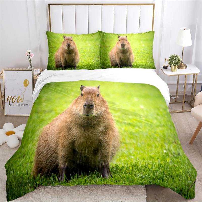 Милый аниме-капибара Kawai всесезонный комплект постельного белья с наволочкой для дома Twin Full Queen King детский подарок