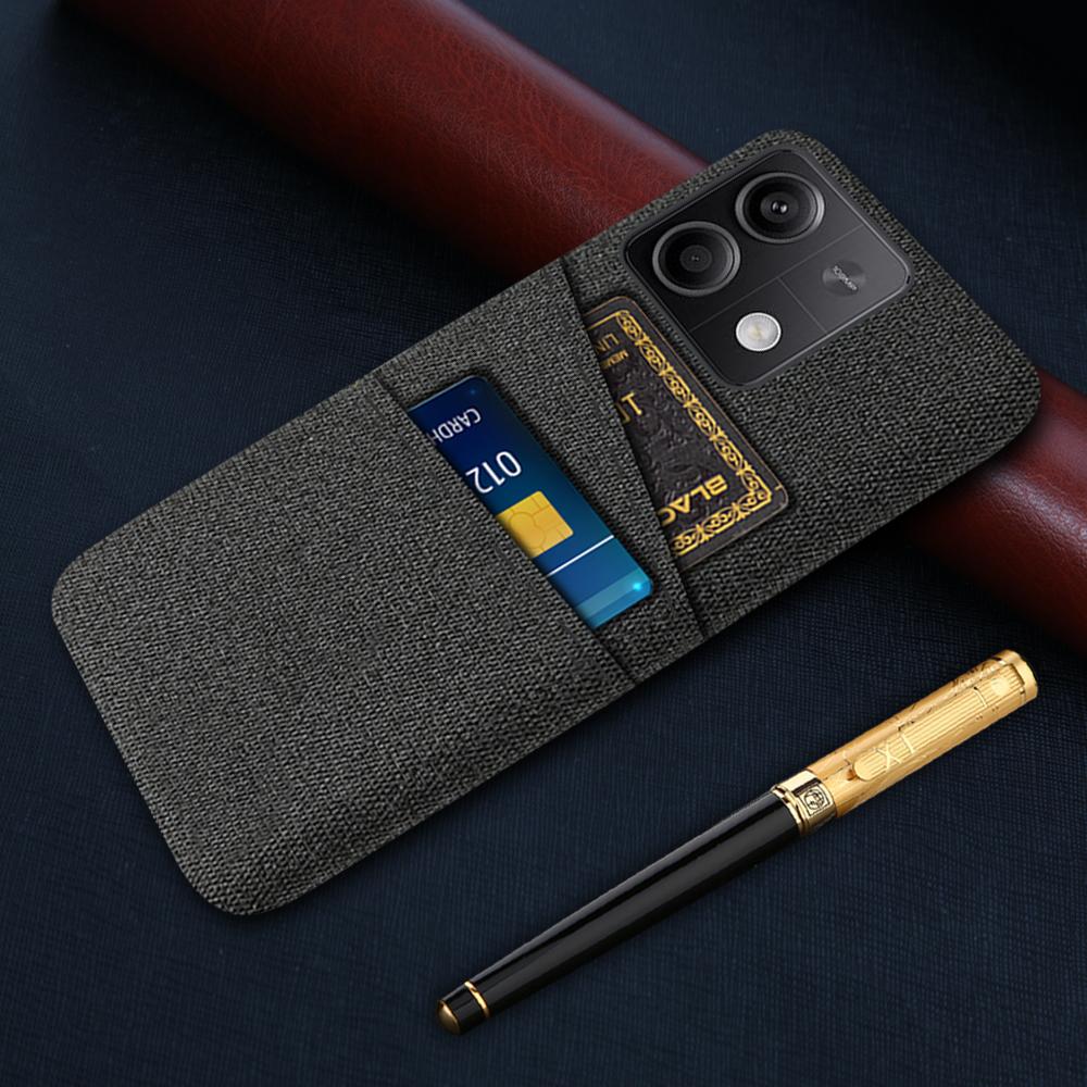 Hard PC+Cloth Phone Cover for Xiaomi Redmi Note 13 5G Case Dual Card Slot Protective Phone Case