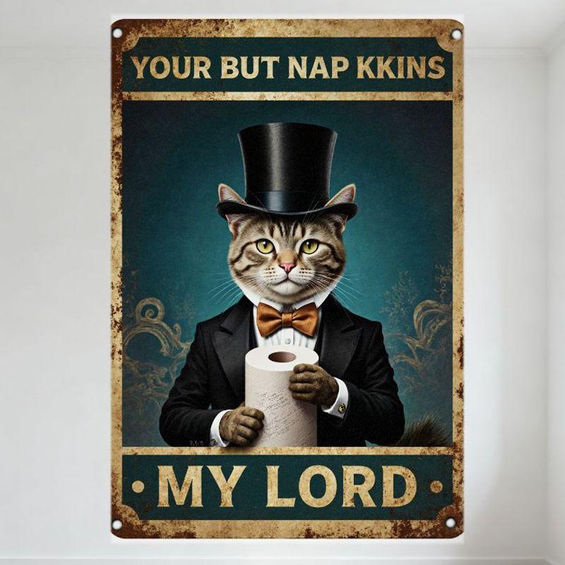 

Vintage Anthropomorphic Cat Tuxedo Toilet Paper Metal Sign - Whimsical Retro Decor for Home Cafe Bar 20x30cm（7.8x11.8inch）