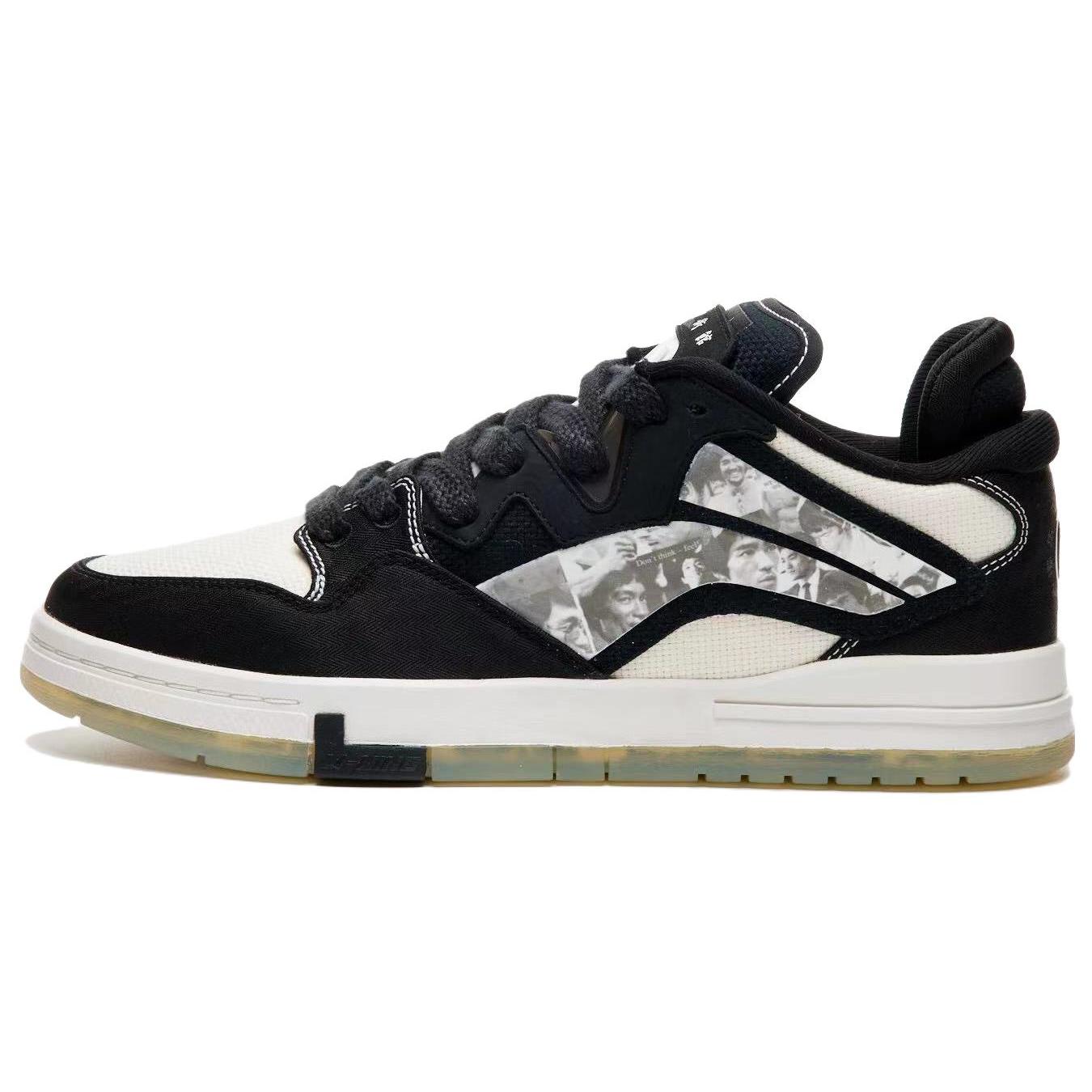 

New LIXIAOLONG x LiNing Wave Pro Anti Slip Wear Resistant Low Top Skateboard Shoes Men s Black White AECS099-1 43