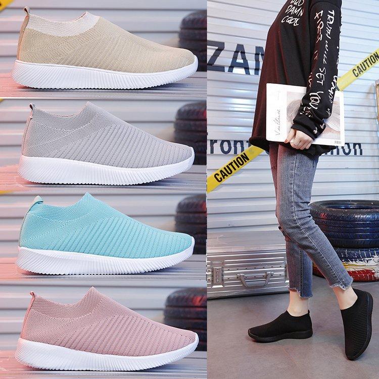 Mode Frühling Damen Lässig Strick Socken Sneaker Stretch Flache Slipper Frau Plateau Sneaker Damen Laufschuhe Damen Schuhe