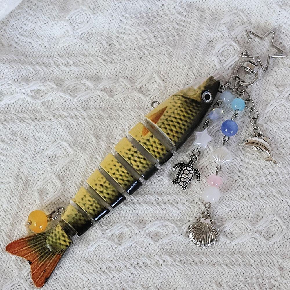 Multi Jointed Fish Hook Key Chain Simulation Backpack Pendant Creative Keychain Pendant  Gifts