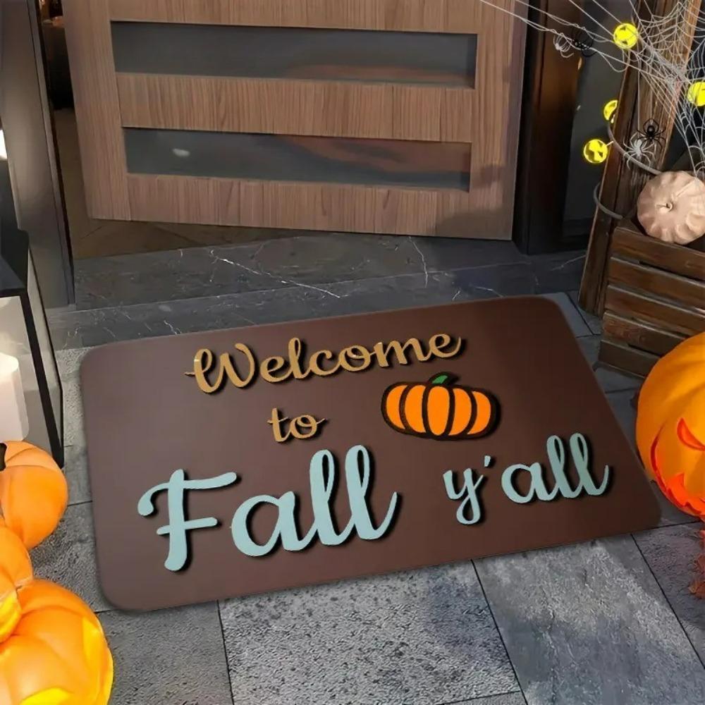 1pcs Happy Fall Dwarf Welcome Rug Doormat Harvest Maple Leaves Print Floor Mat Living Room Bedroom Foot Mat Fun Home Decor