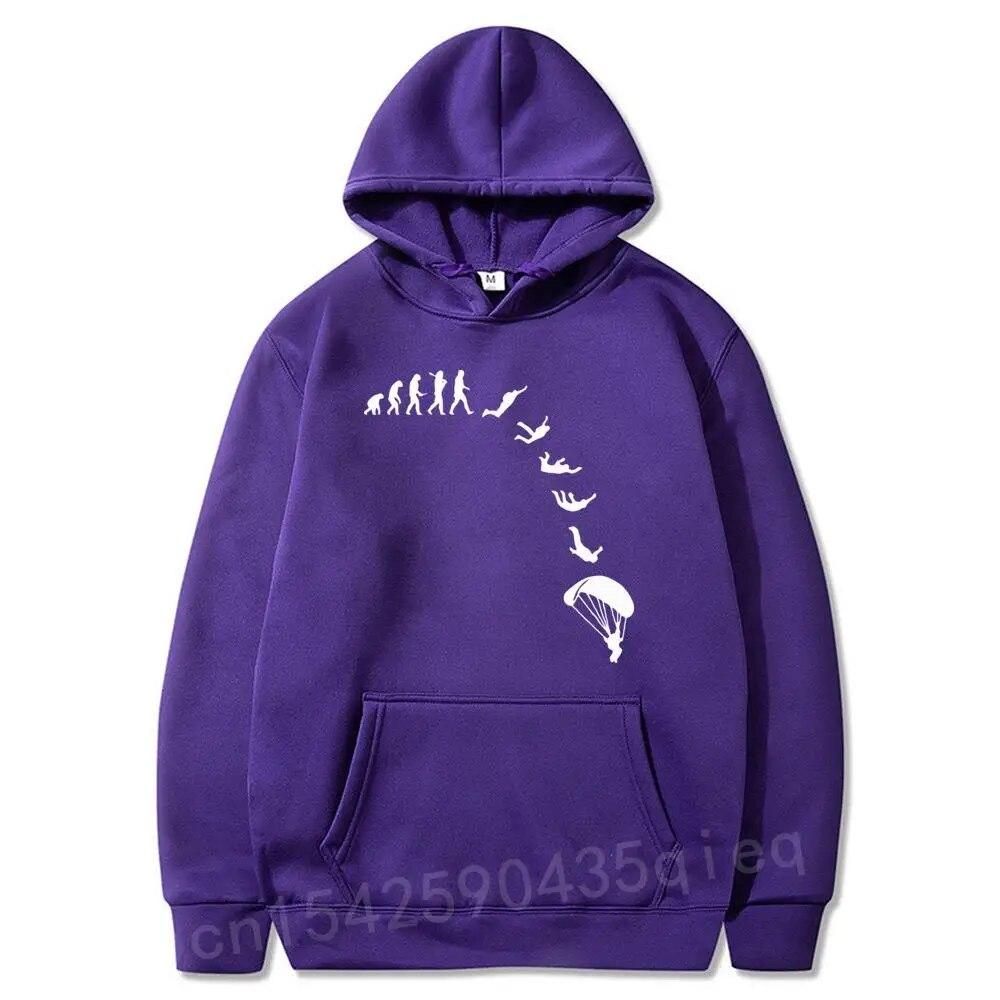Novelty Parachute Parachute Jump Evolution Unisex's Hooded Unique Design Print Graphic Polyester Long Sleeve Sweatshirt Unisex Hooded