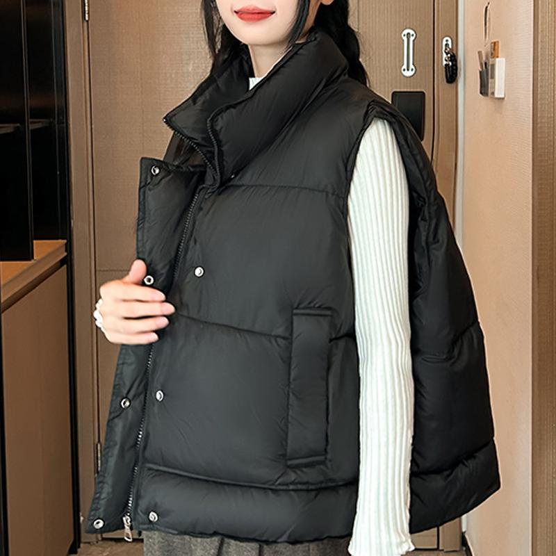 

Fashion Winter Sleeveless Parka Woman Top Short Vest Thick Warm Women s Jackets M чорний
